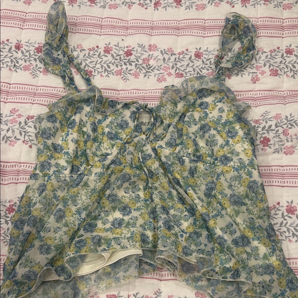 Target Blue and Yellow Floral Women's Blouse